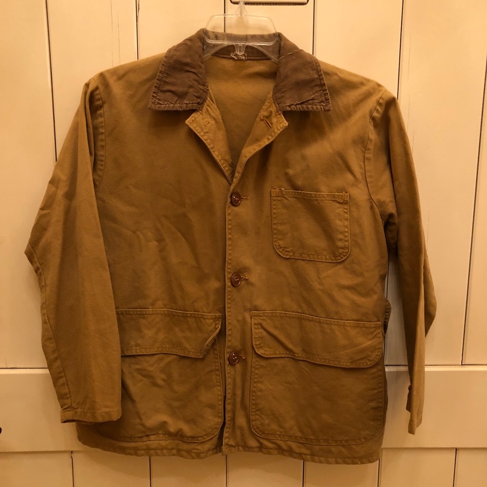 Canvas jacket with corduroy collar
